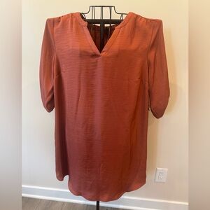 Worthington Women's 0x Terra-Cotta Knee Length V Neck Dress NWT ￼